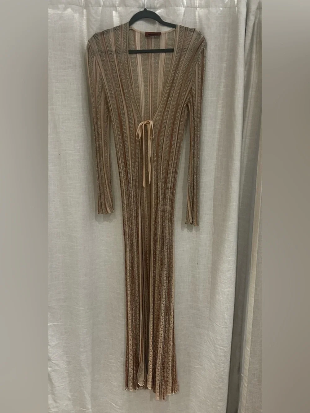 Missoni lurex tie front gold lame duster - Picture 1 of 7